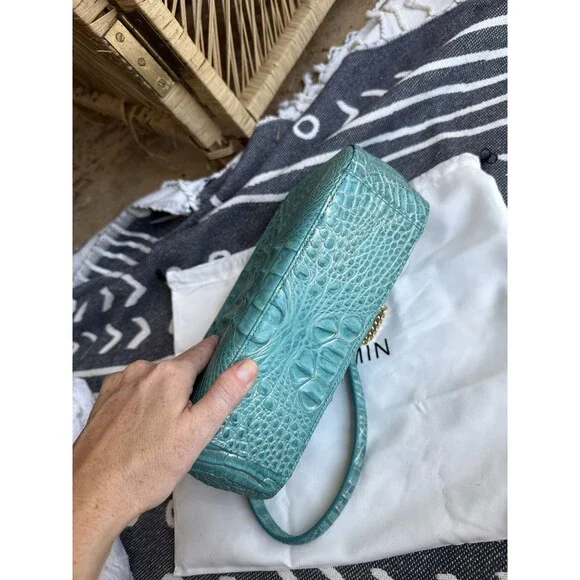 New Brahmin Mermaid Green Rosalie Crossbody with Turn Lock Flap Closure - Picture 4 of 10